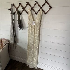 Soieblu Cream Sequin Maxi Dress